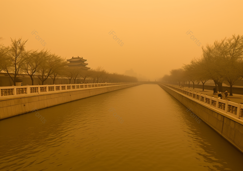 沙尘暴下的护城河与湖水高清特写摄影图,高清,摄影图,摄影图片,图片大全,摄影图免费下载